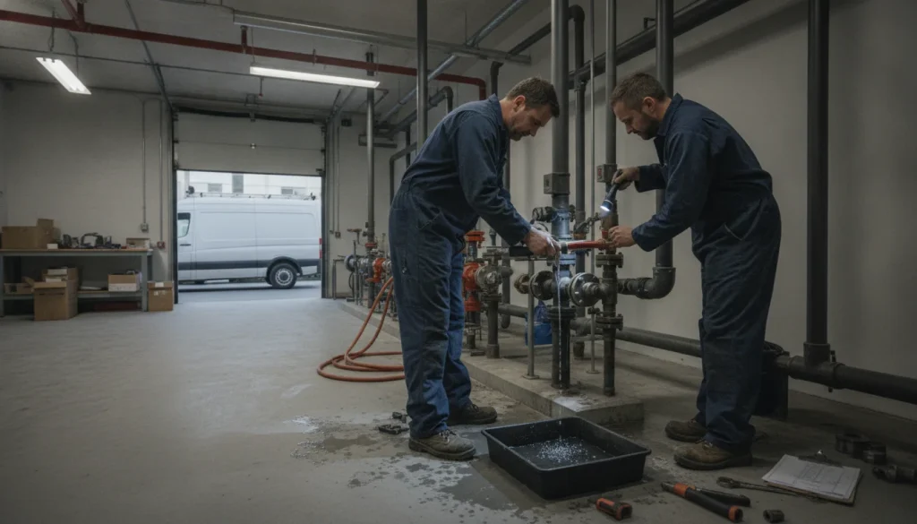 After-hours commercial plumber in a clean, modern setting, Lawrenceville — Plumber Lawrenceville GA