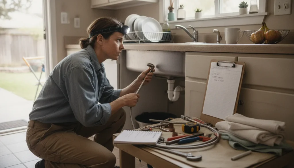 Plumber consultation in a clean, modern setting—discussing questions to ask a plumber in Lawrenceville.